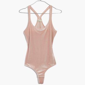 Madewell Pink Velvet Racerback Bodysuit